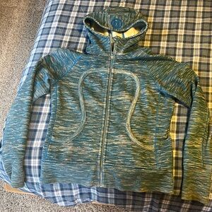 Vintage Lululemon blue zip up hooded jacket, size 12